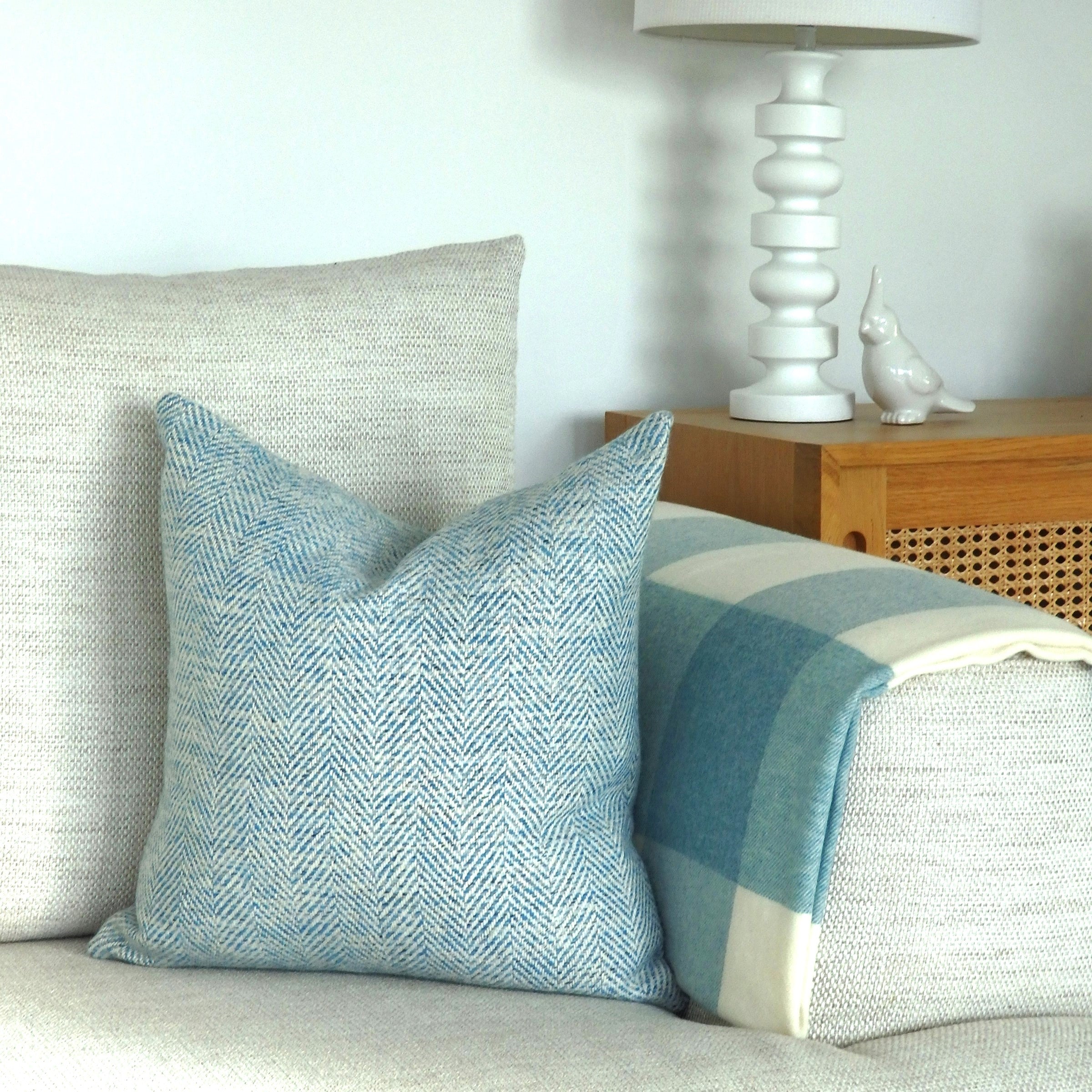 Checkboard Aqua 100% Merino Throw