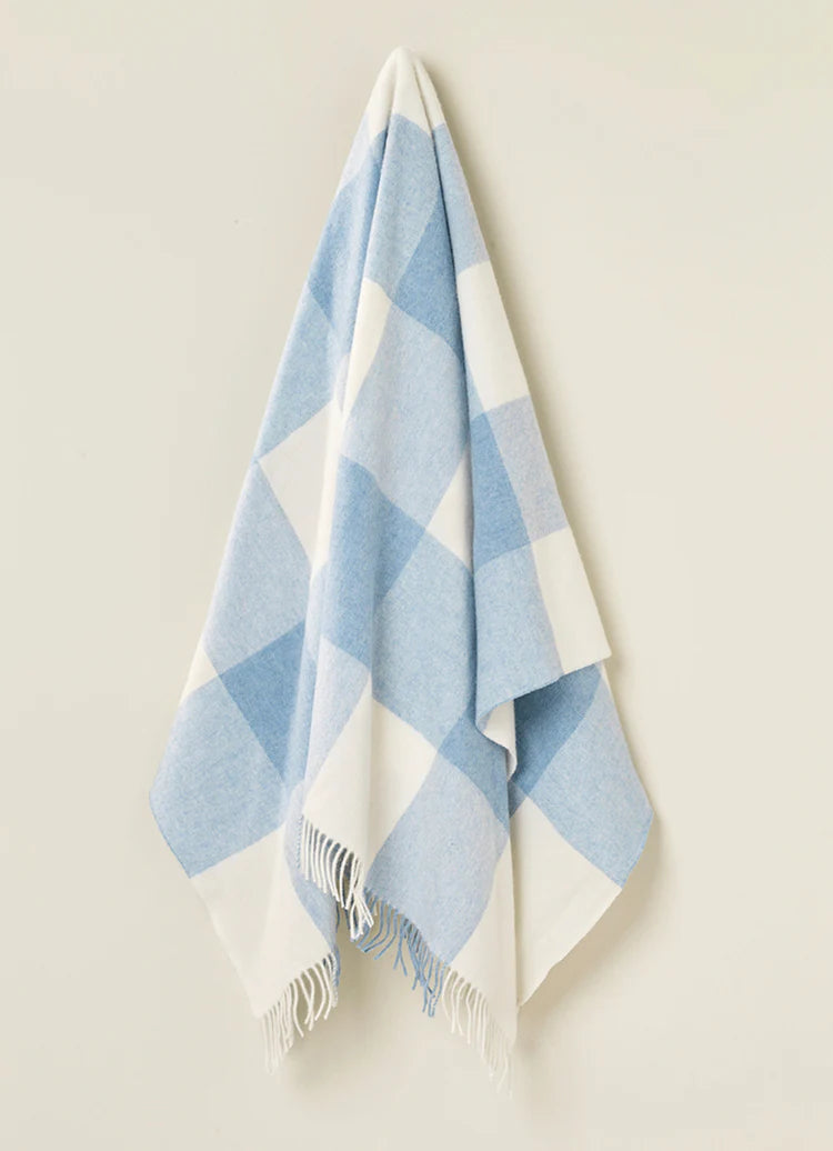Checkboard Aqua 100% Merino Throw
