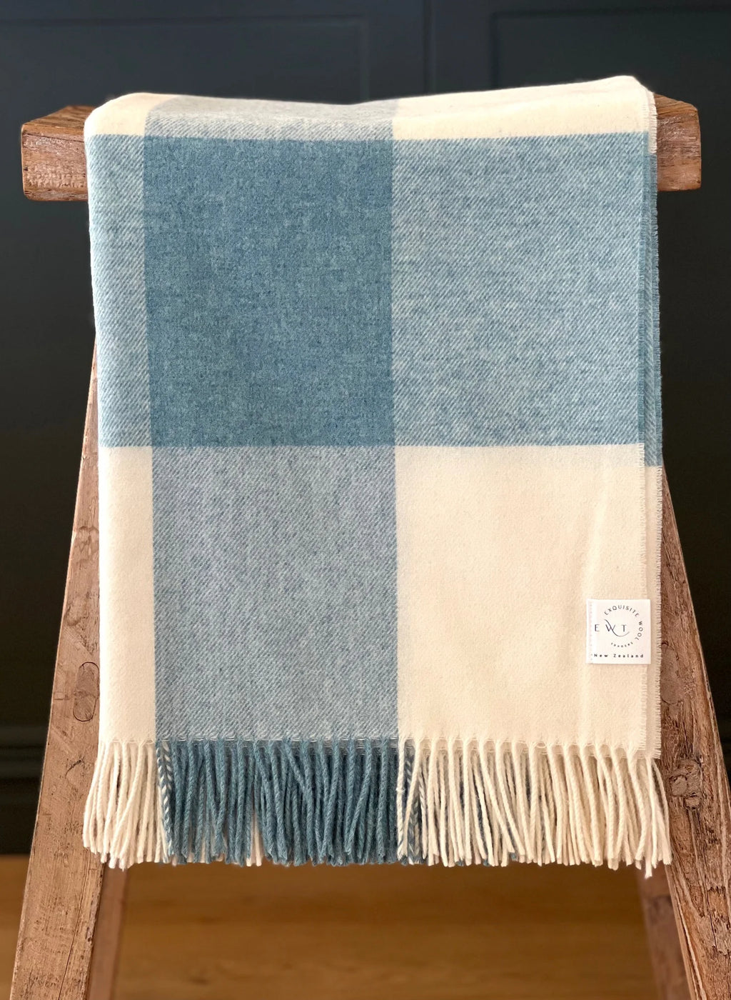 Checkboard Aqua 100% Merino Throw