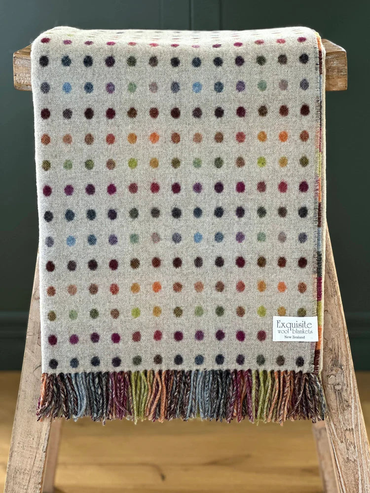 Multispot - Beige 100% Merino Throw
